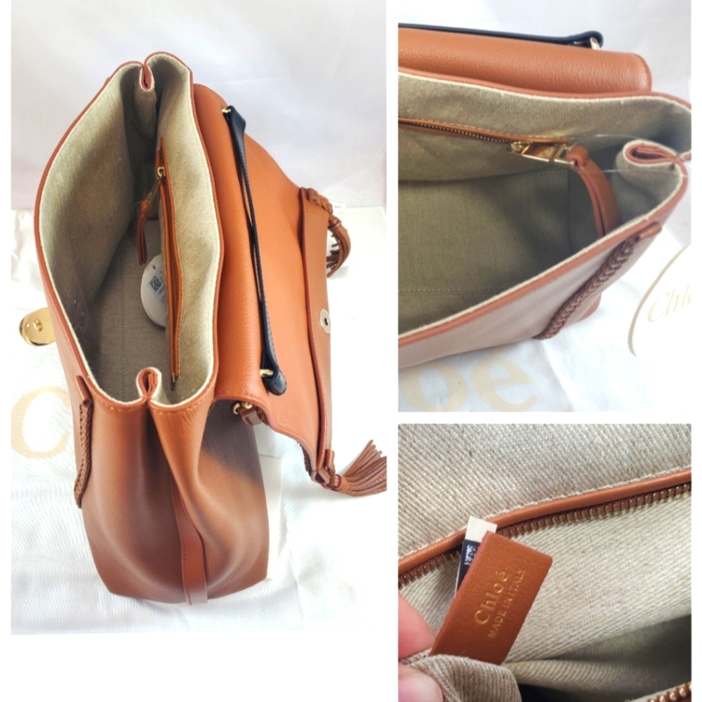 NWT$3,650 CHLOÉ Penelope Large Caramel Brown Leather Shoulder Bag - Picture 12 of 16